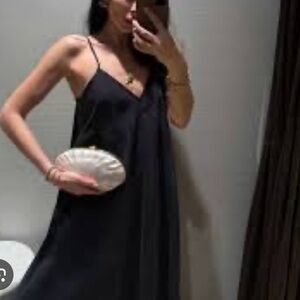 Zara Black Spaghetti Strap Midi Dress